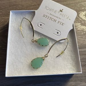 Towne & Reese teal dangle earrings